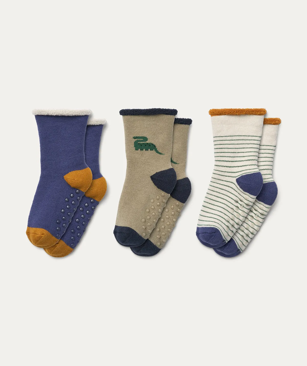 3 Pack Eloy Anti slip Baby Socks - Dino / Mist mix