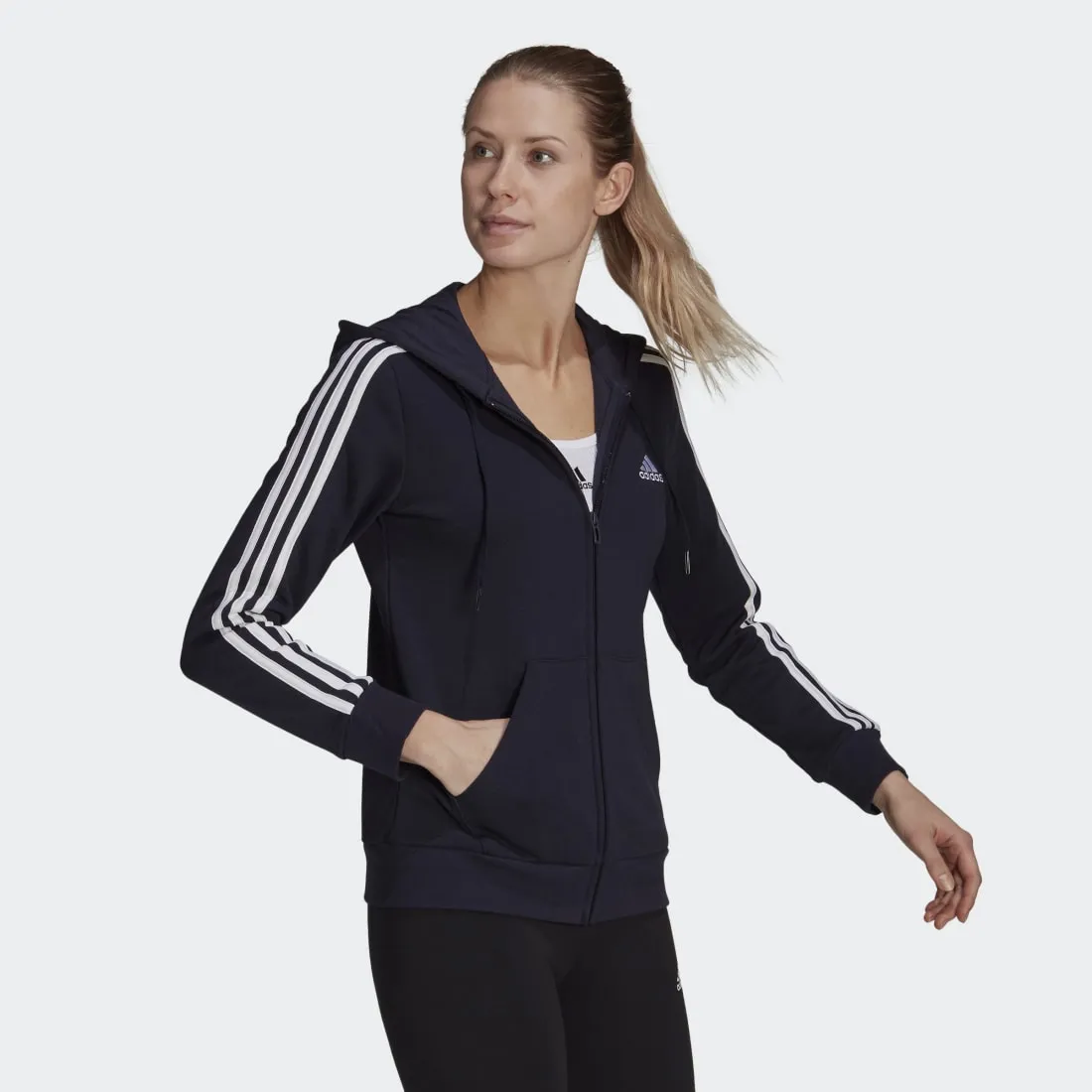 adidas Essentials French Terry 3-Stripes Full-Zip Women's Hoodie