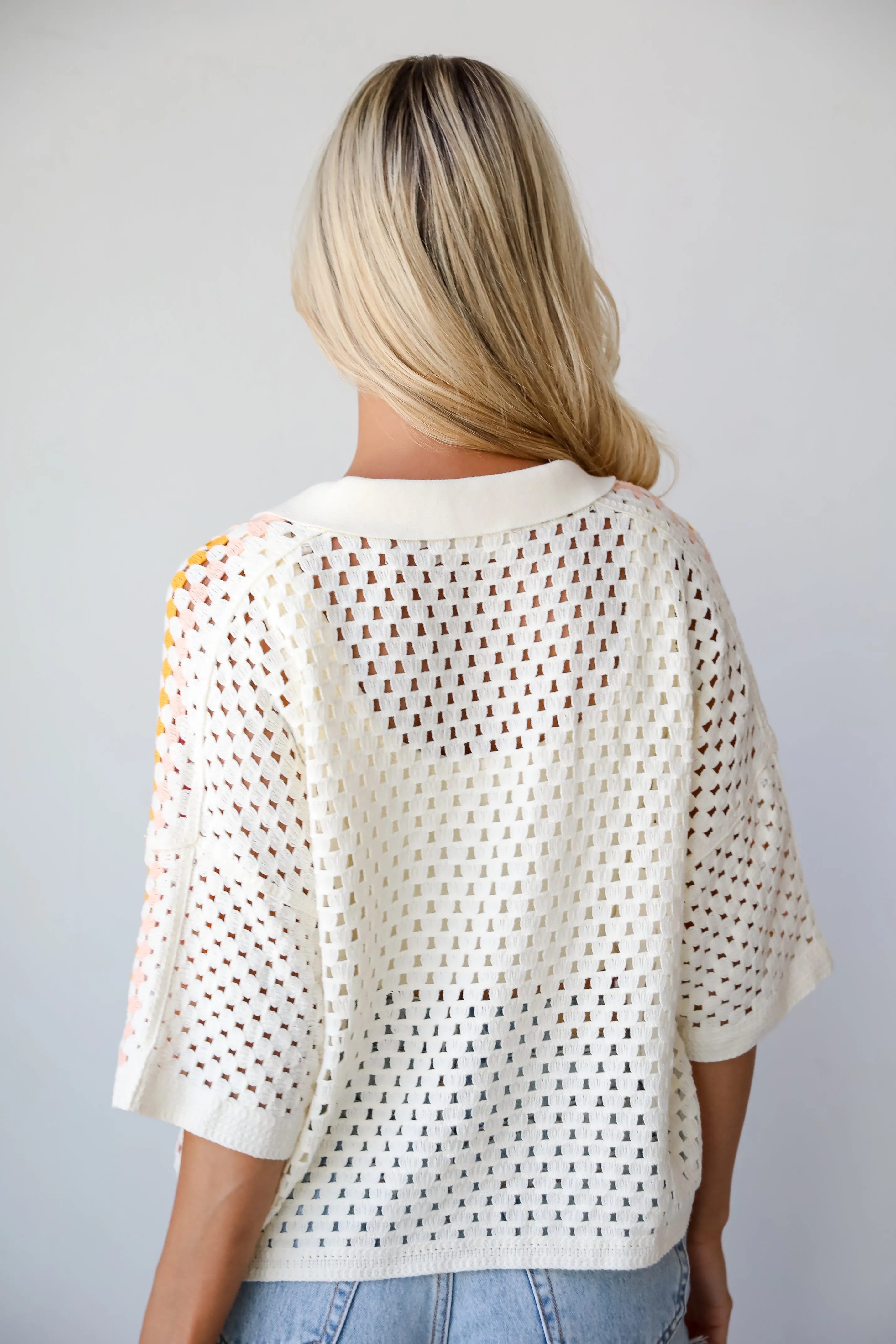 Adorable Enthusiasm Natural Crochet Knit Top