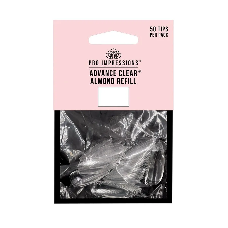 Advance Clear® Almond, Soft Gel, Full Cover, Press on Nail Tips