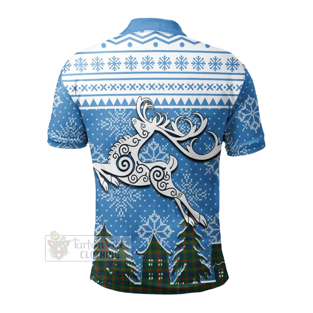 Aiton Clan Christmas Polo Shirt Celtic Reindeer Style