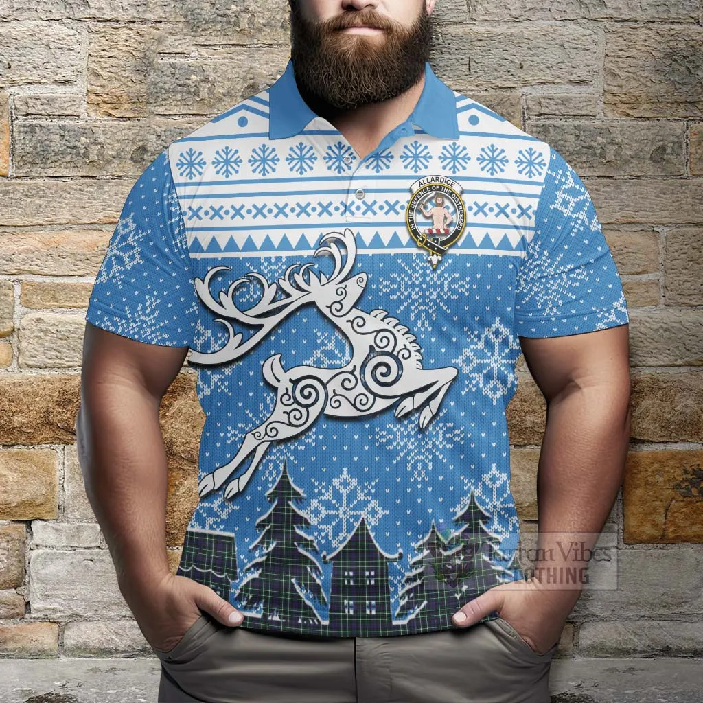 Allardice Clan Christmas Polo Shirt Celtic Reindeer Style