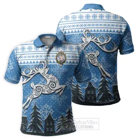 Allardice Clan Christmas Polo Shirt Celtic Reindeer Style