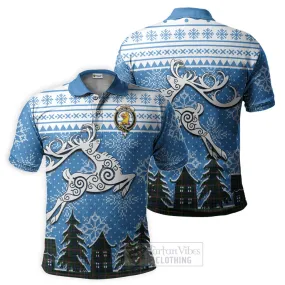 Allison Clan Christmas Polo Shirt Celtic Reindeer Style