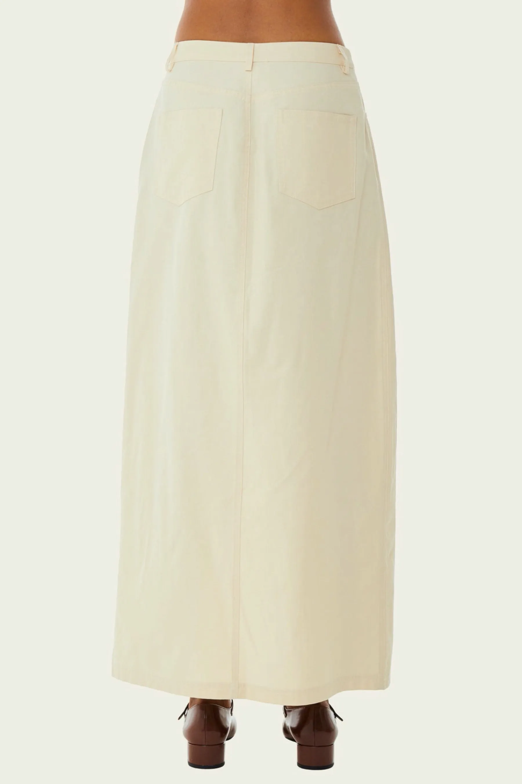 Antique White Khaki Midi Skirt