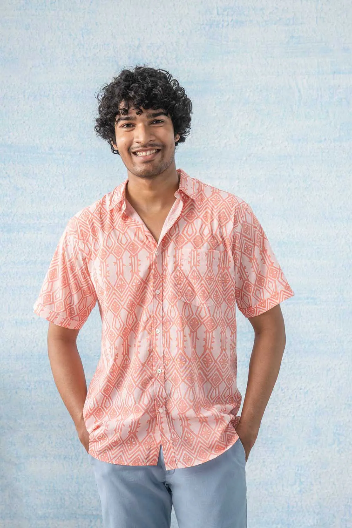 Arka Printed Shirt (Coral Crush)