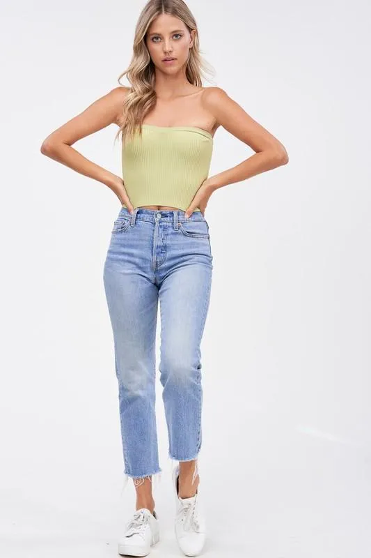 Baines Strapless Sweater Crop Top Sage