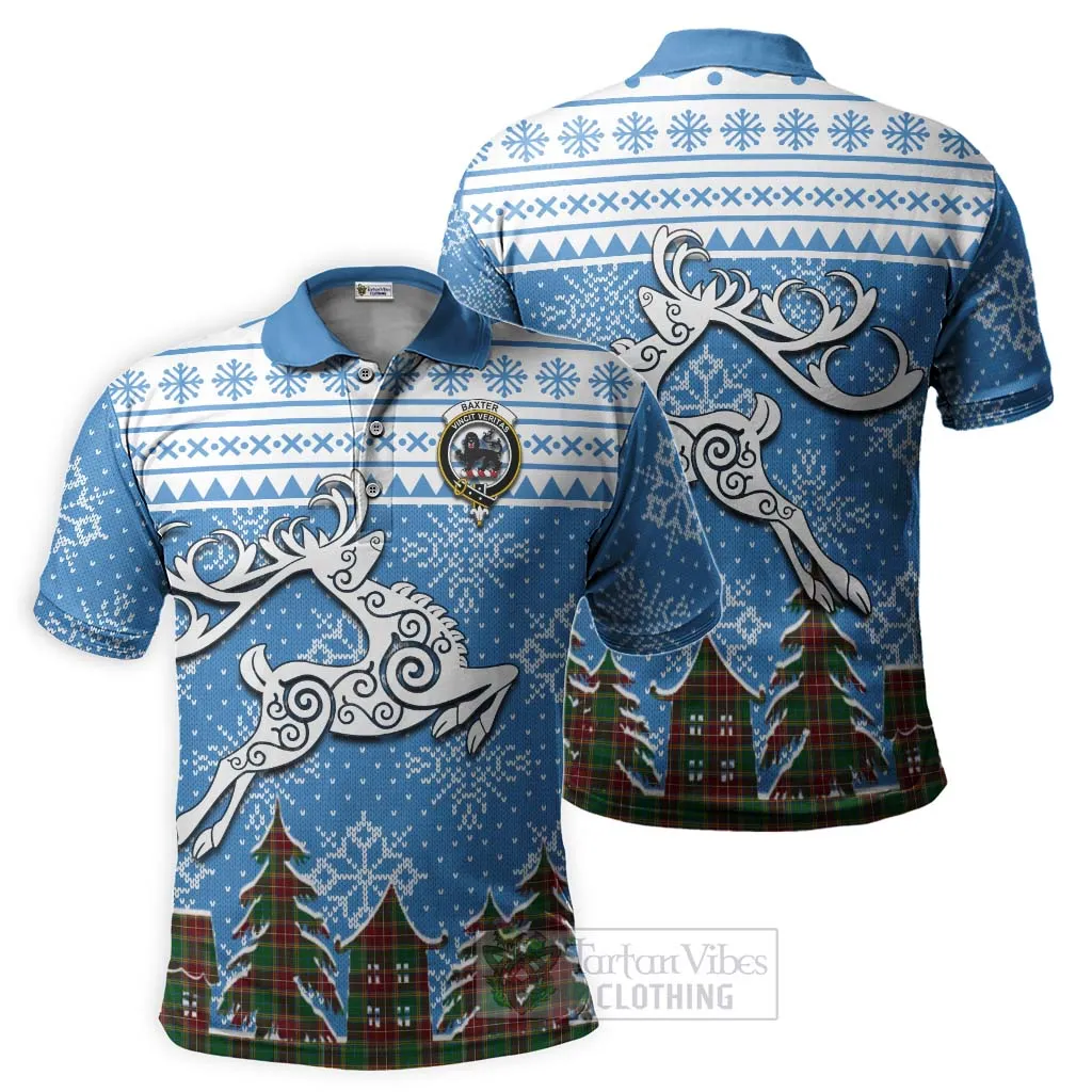 Baxter Clan Christmas Polo Shirt Celtic Reindeer Style