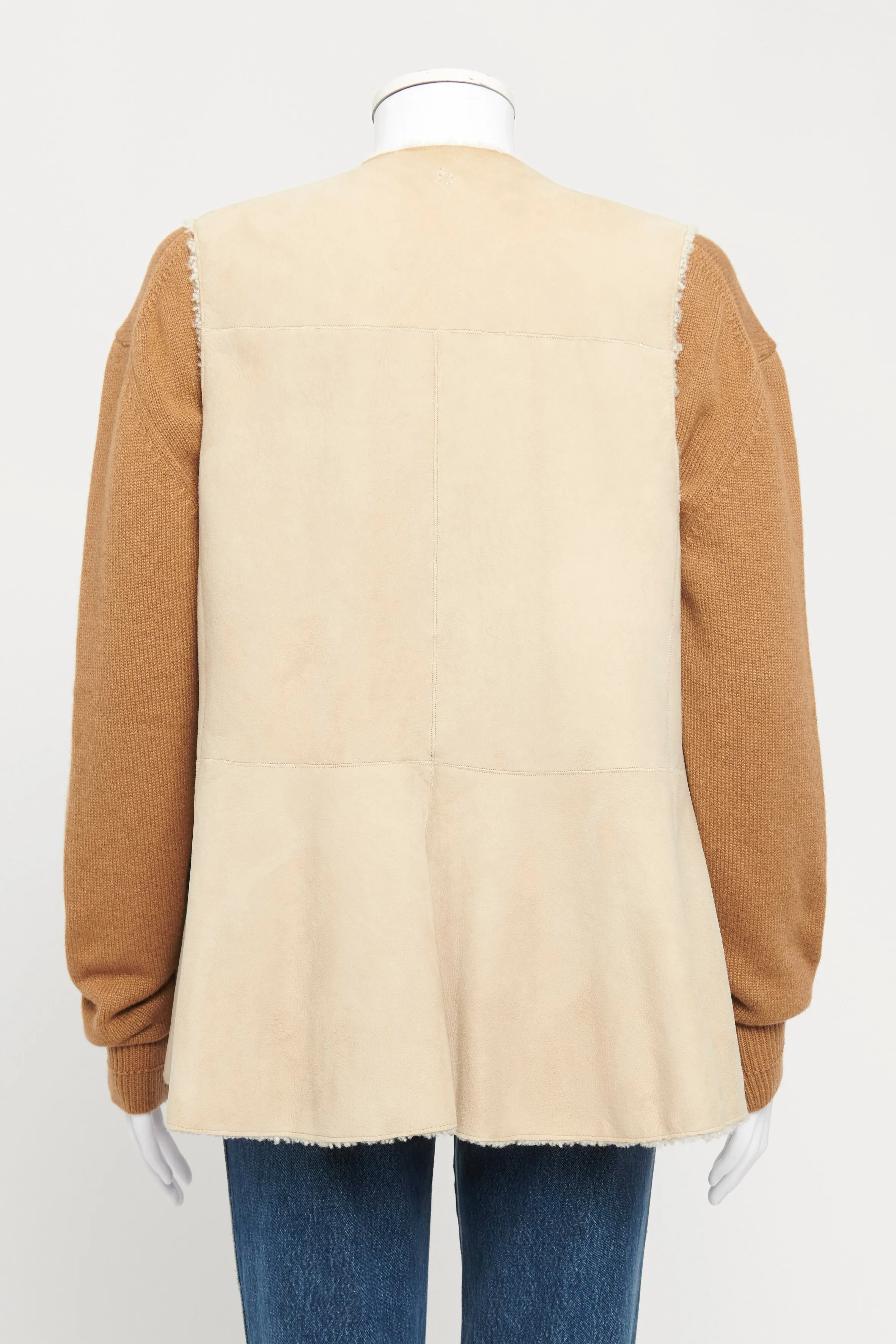 Beige Reversible Shearling Lined Vest