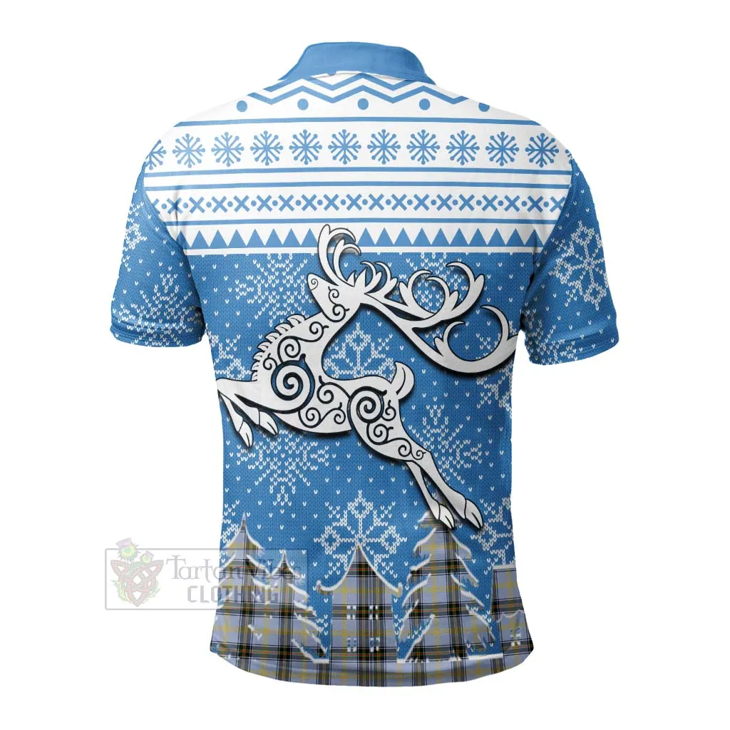 Bell Clan Christmas Polo Shirt Celtic Reindeer Style