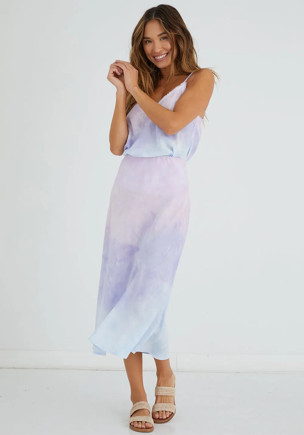 Bella Dahl - Bias Midi Skirt - Paloma Cloud Dye