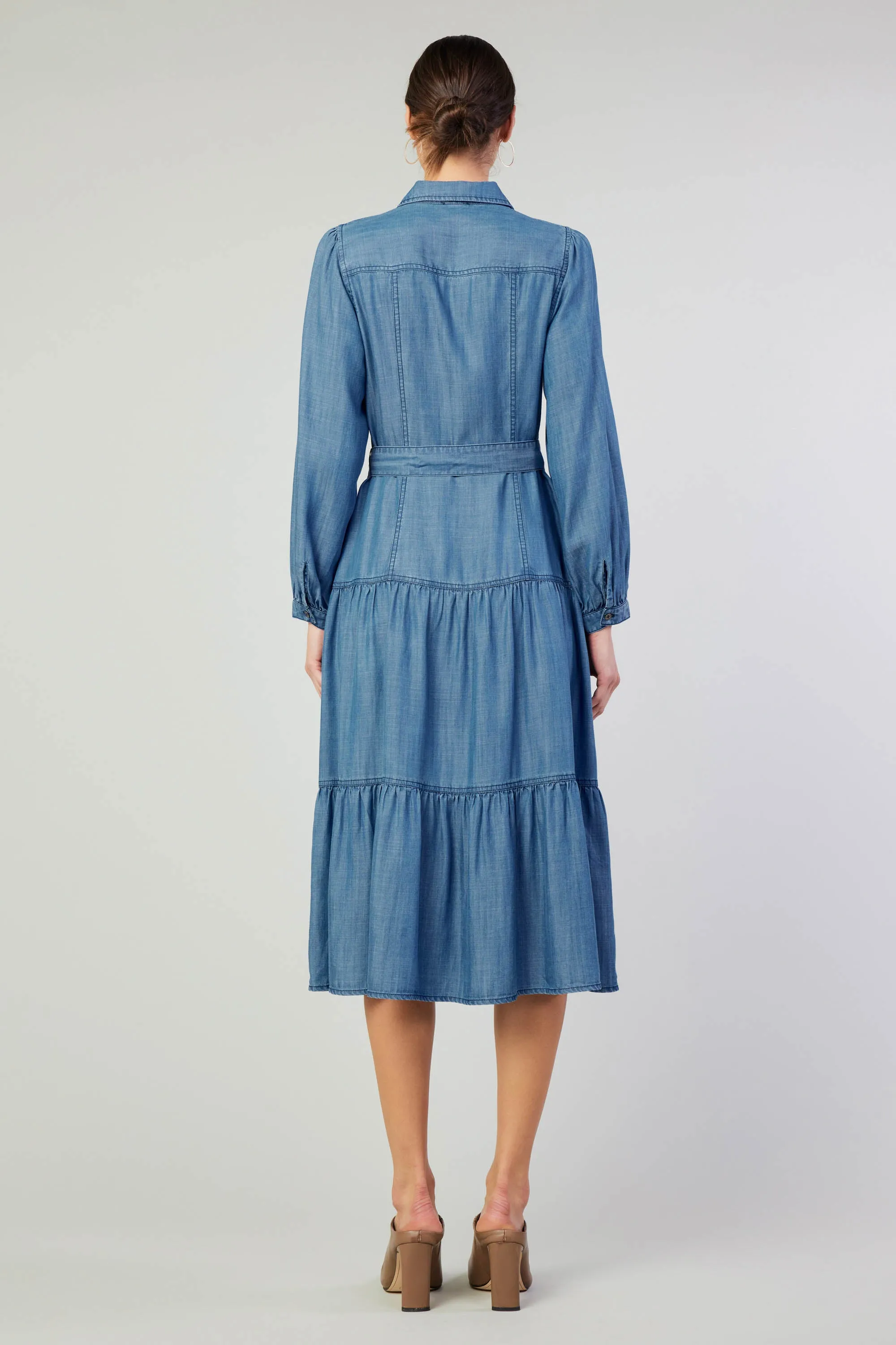 Belted Collar Shirt Dress