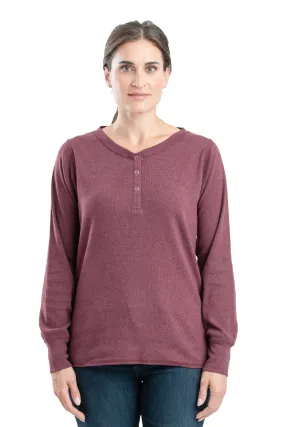 'Berne' Women's Heavyweight Henley - Maroon Heather