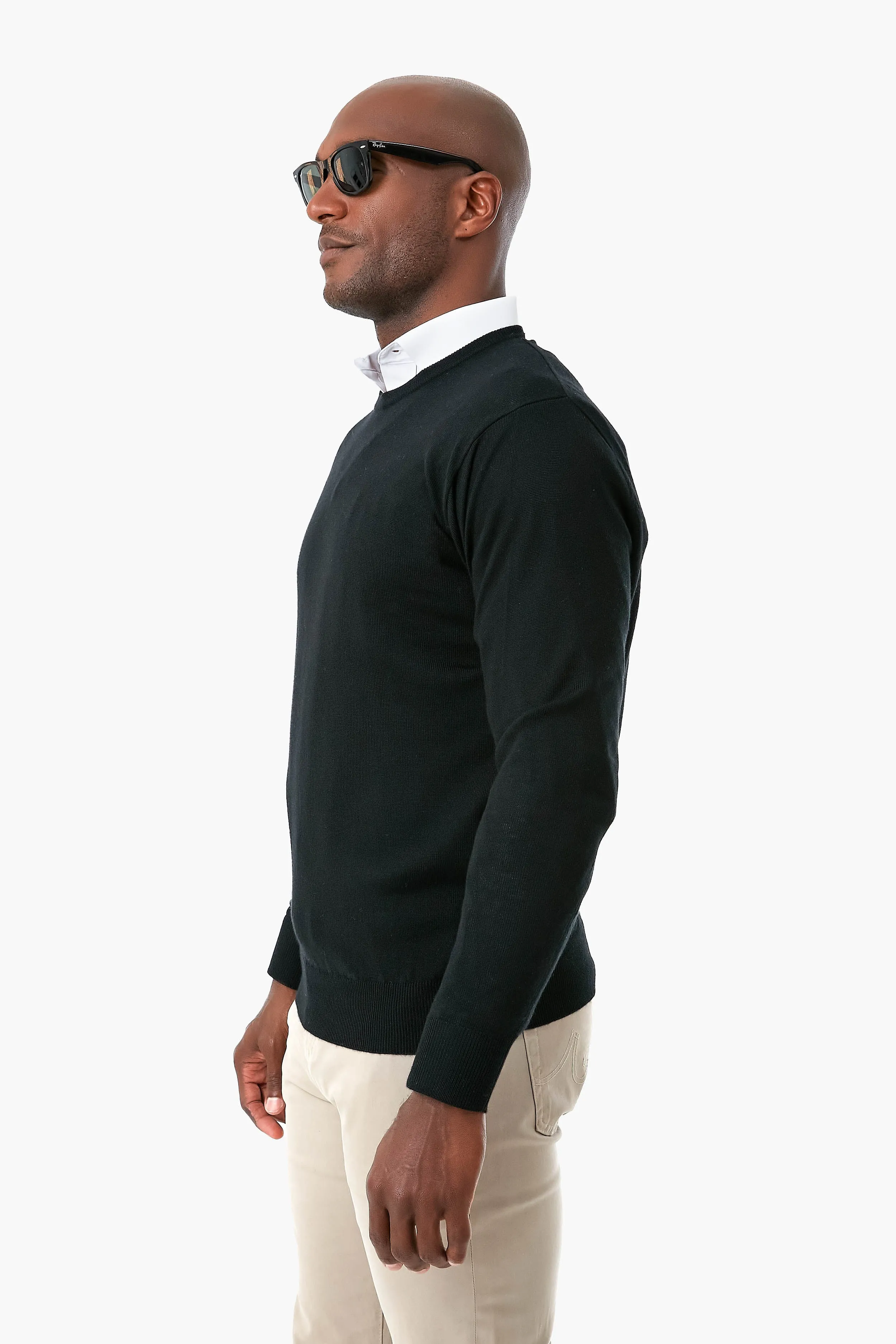 Black Crown Soft Merino-Silk Crew