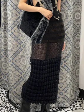 Black Knit Wrap Skirt