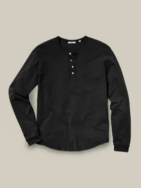 Black Pima Curved Hem Henley