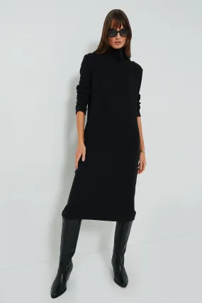 Black Sweater Rib Turtleneck Dress