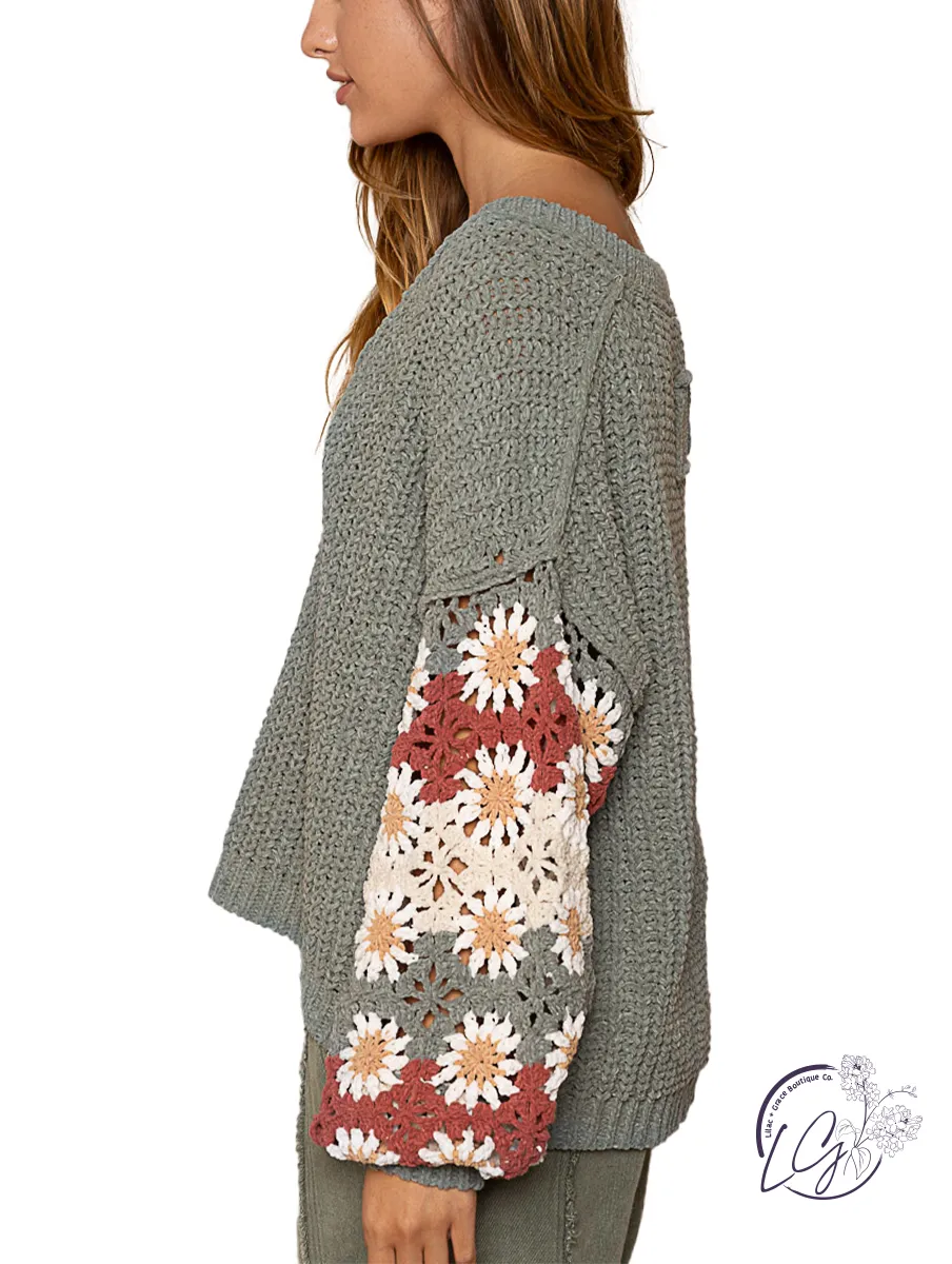 Botanical Patchwork Knit Sweater