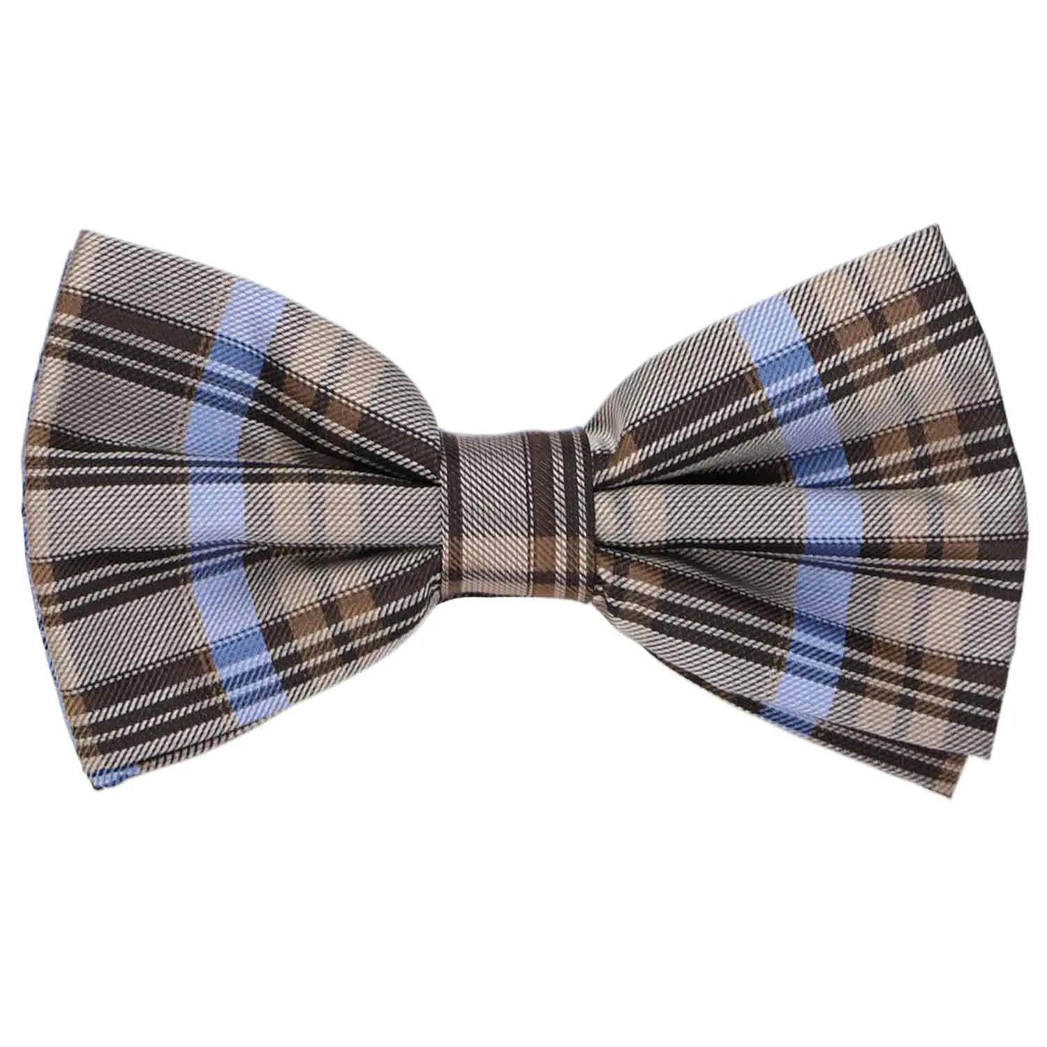 Brown and Light Blue Oscar Plaid Bow Tie