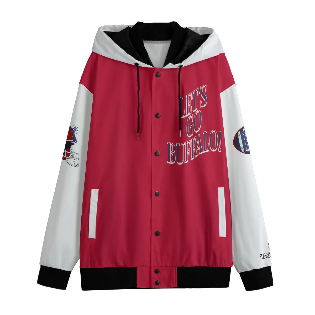 Buffalo Vintage Style Hooded Varsity windbreaker Jacket Red