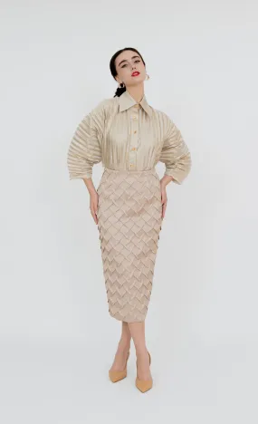 Bukit Nenas Pencil Skirt in Champagne