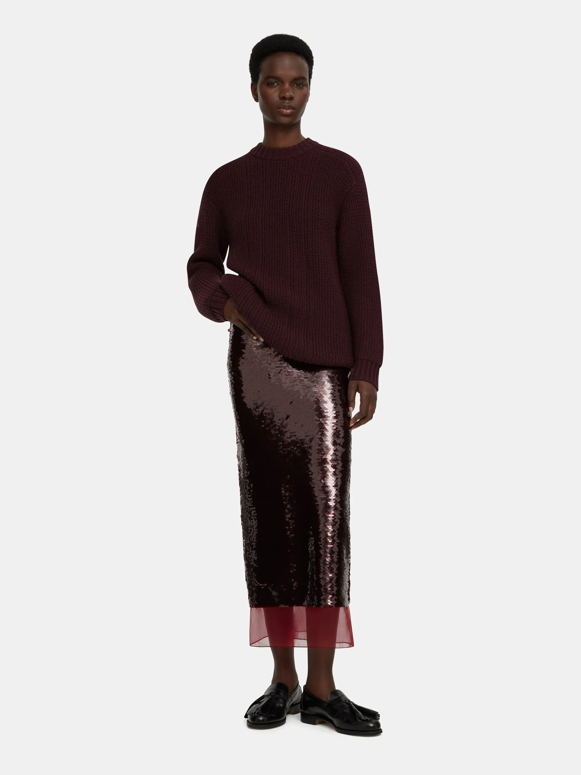 Burgundy jelly sequins Kazu skirt