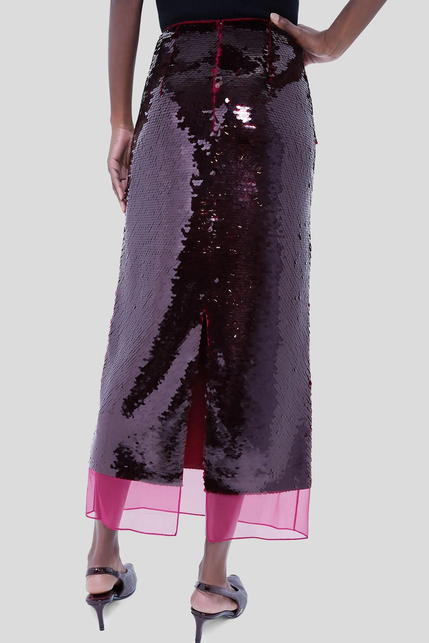 Burgundy Kazu Jelly Sequins Skirt