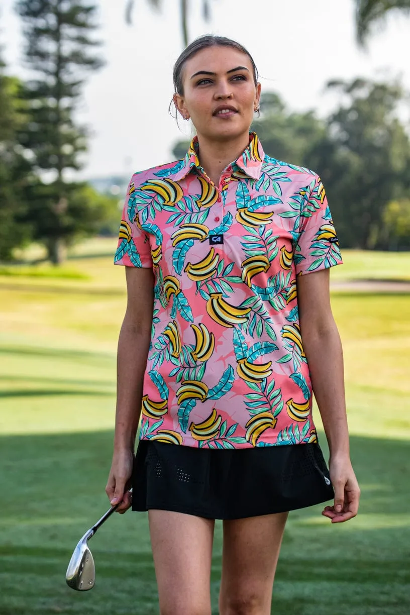 CA Ladies Funky Golf Shirt | Coral Bananas