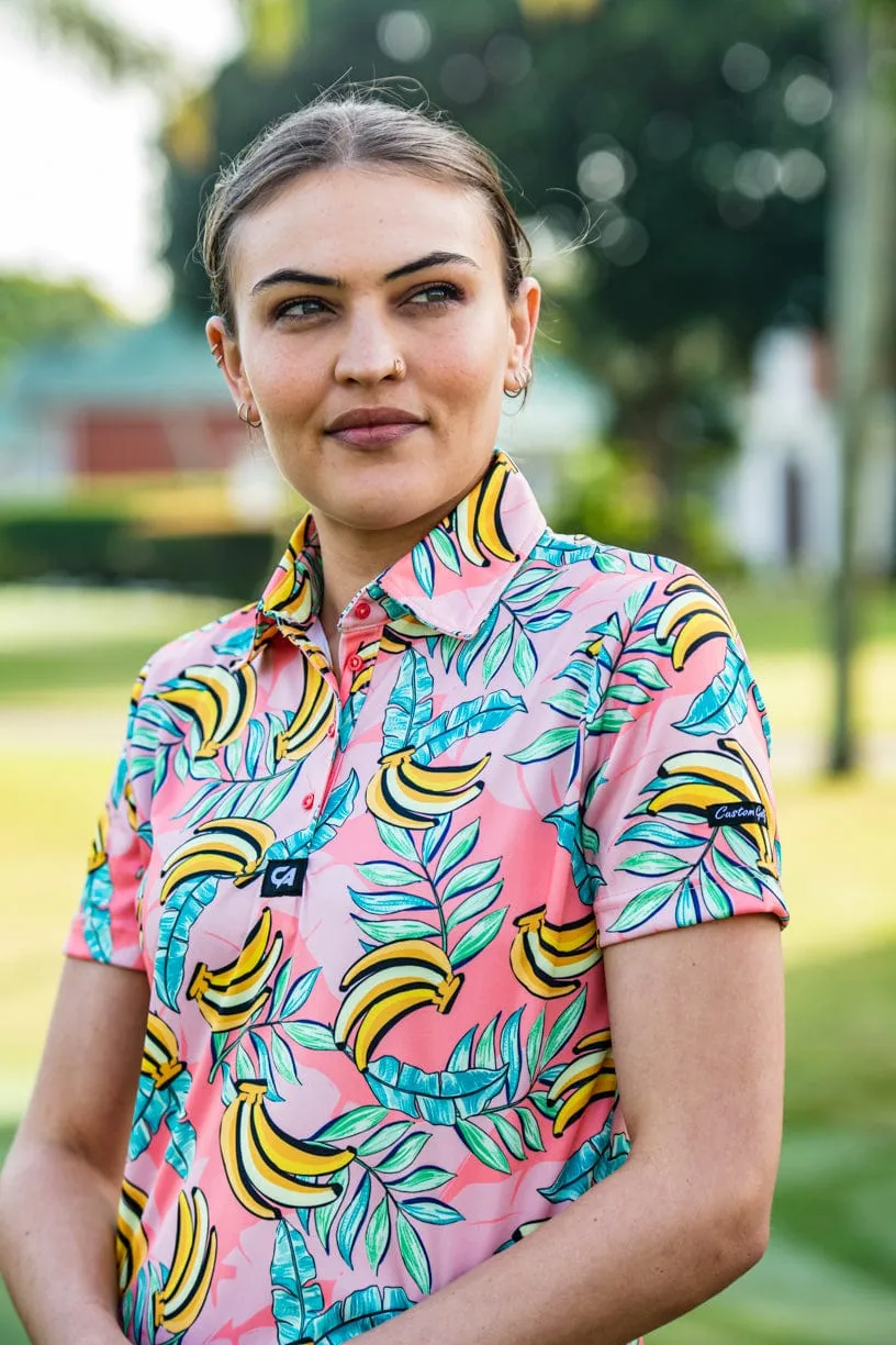 CA Ladies Funky Golf Shirt | Coral Bananas