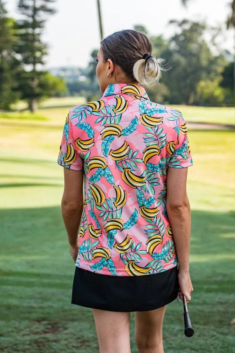 CA Ladies Funky Golf Shirt | Coral Bananas