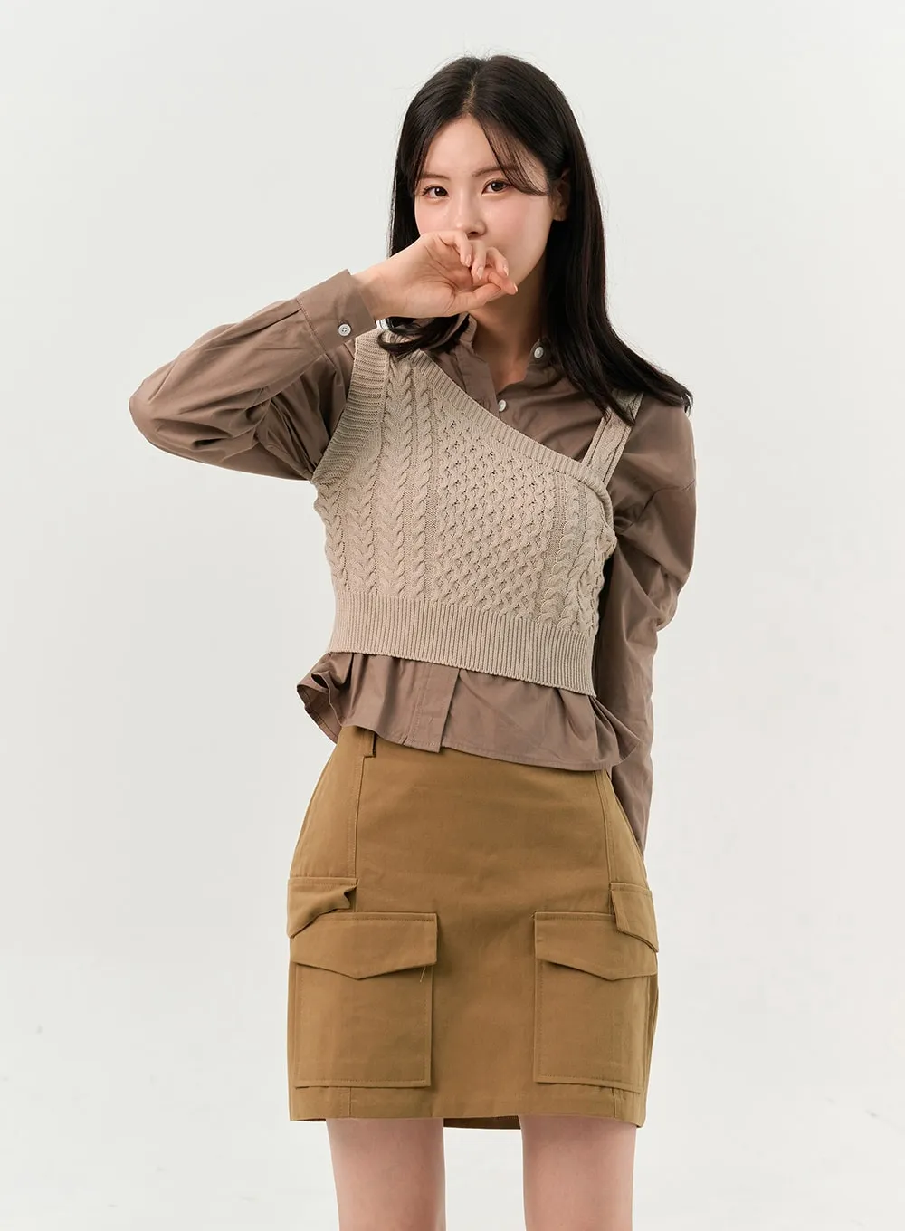 Cable Knit Sleeveless Vest OO325