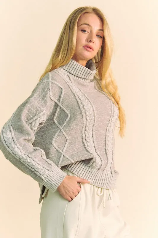 Cable Knit Turtleneck Sweater