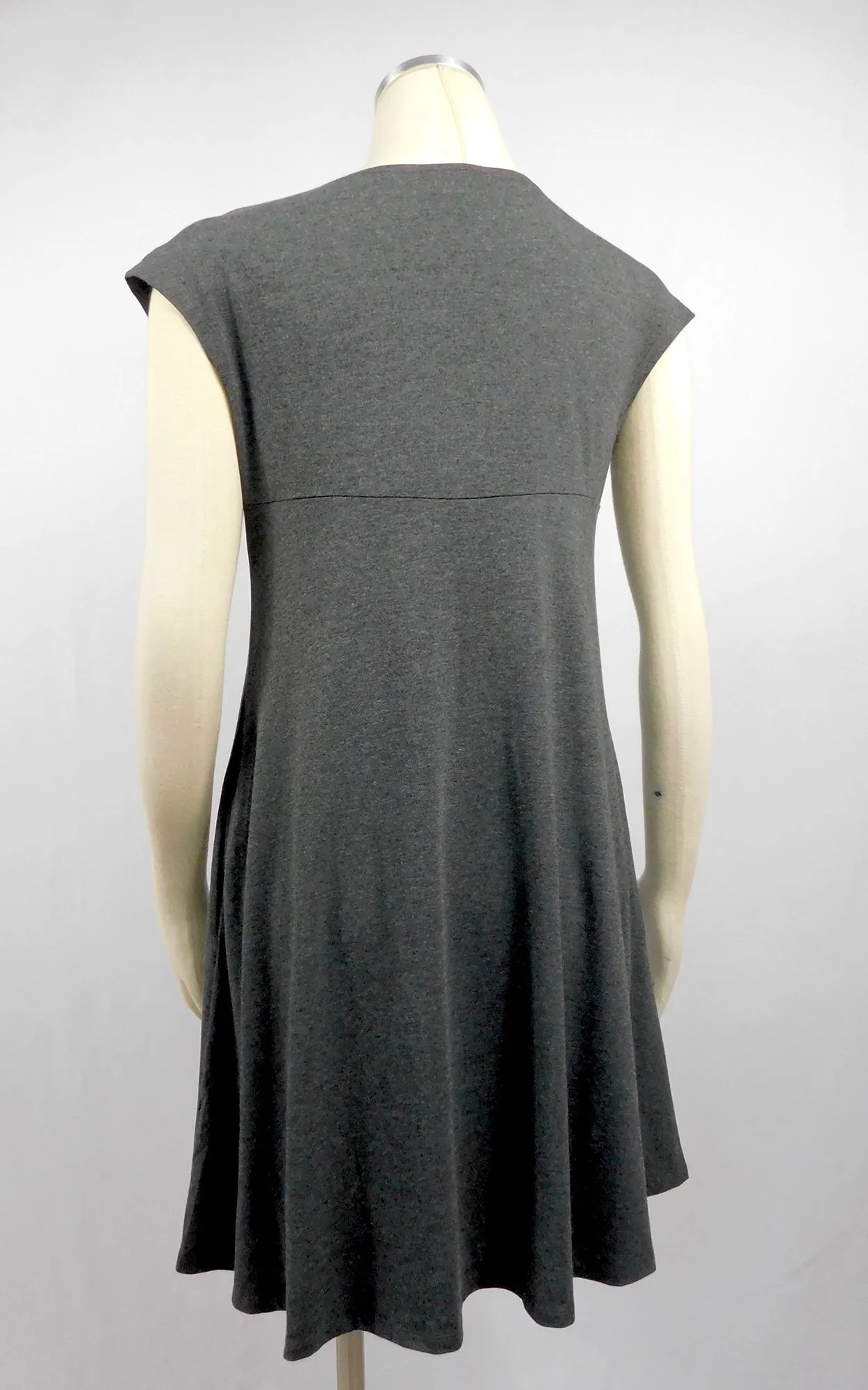 Cap Sleeve Tunic Dress w/pockets - Charcoal - Tencel-Merino Wool