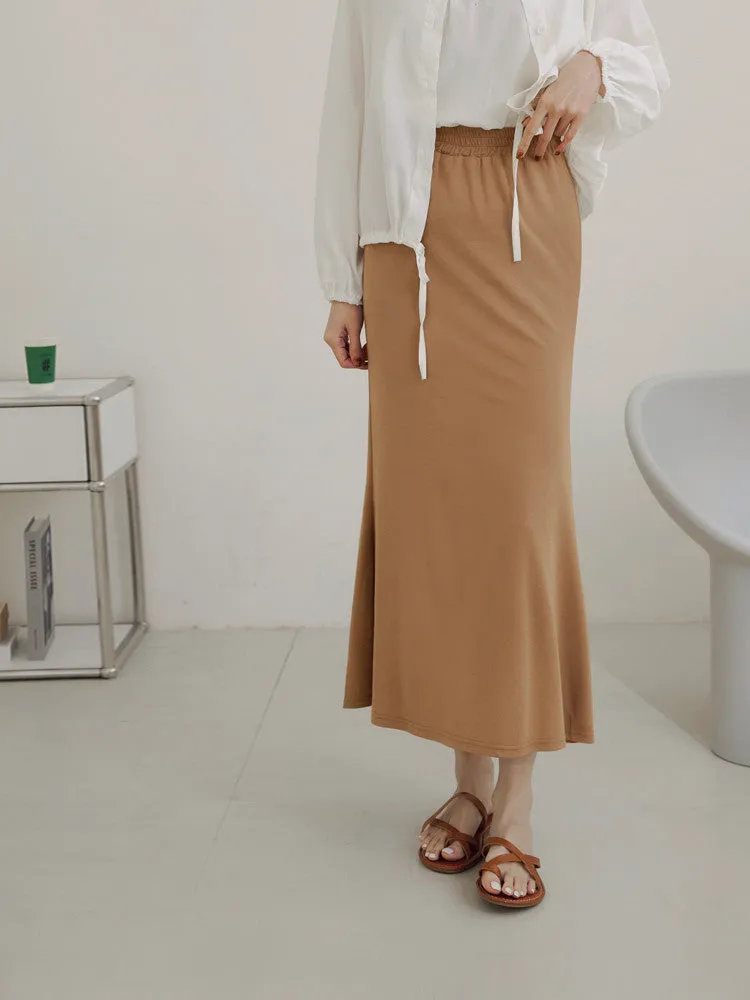 Casual Soft Cooling Elastic Waist Long Maxi Mermaid Skirt