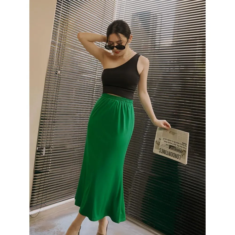 Casual Soft Cooling Elastic Waist Long Maxi Mermaid Skirt