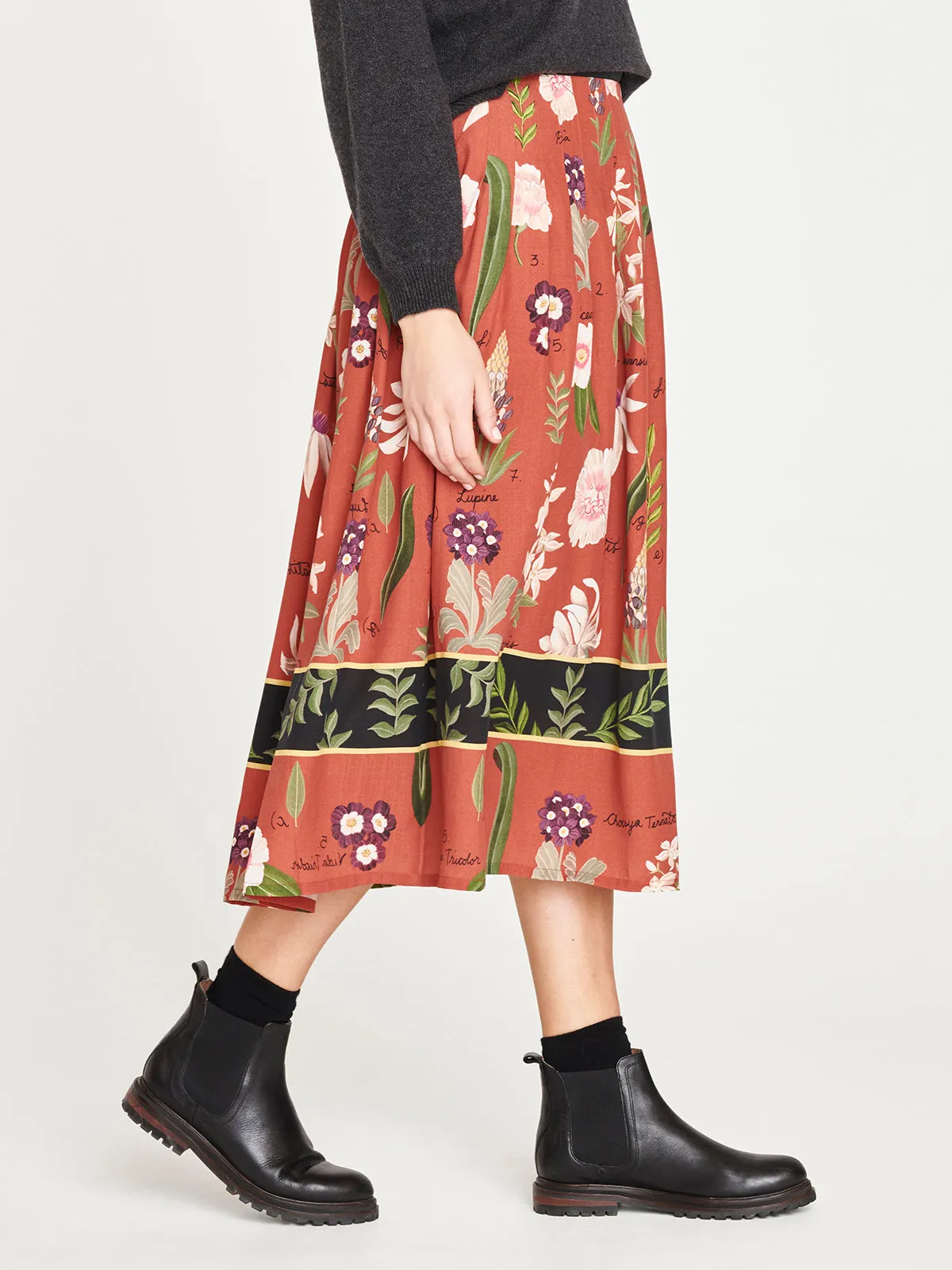 chandra tencel™ floral midi skirt