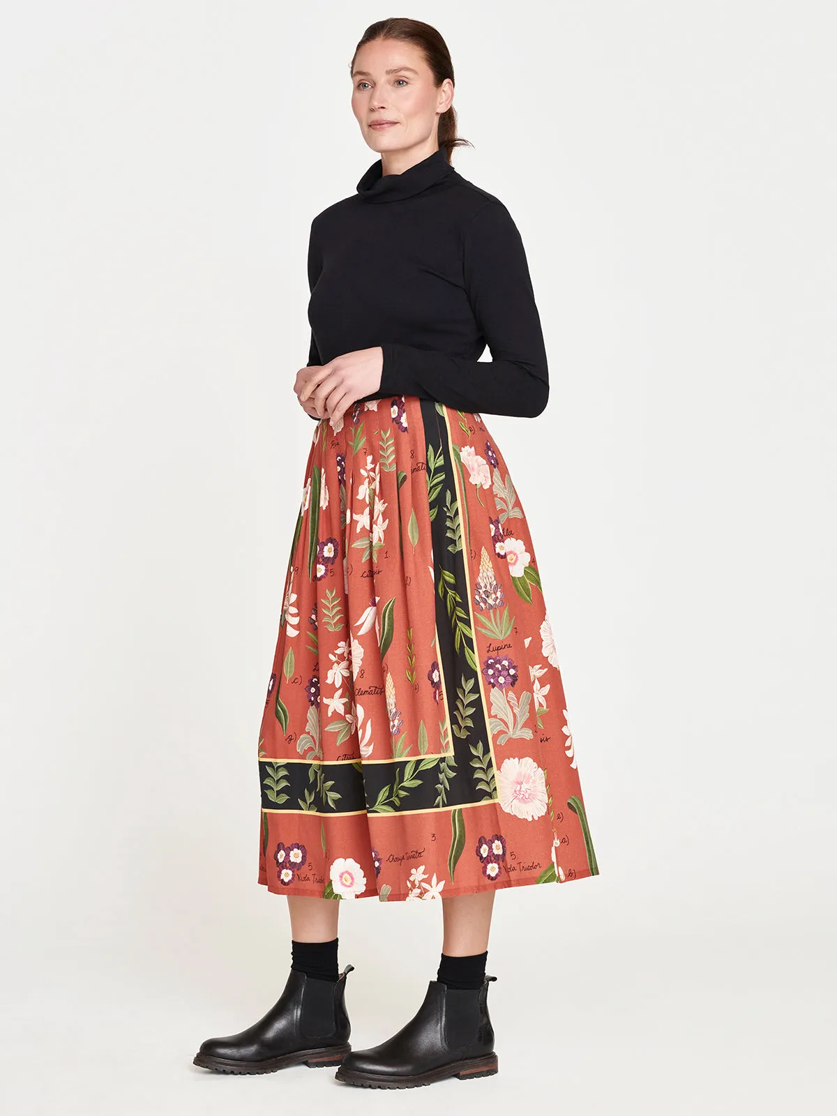 chandra tencel™ floral midi skirt