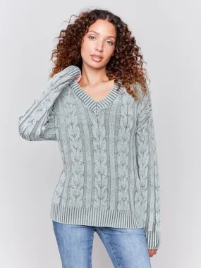 Charlie B Cold Dye Sweater Cable Knit - C2691-711B