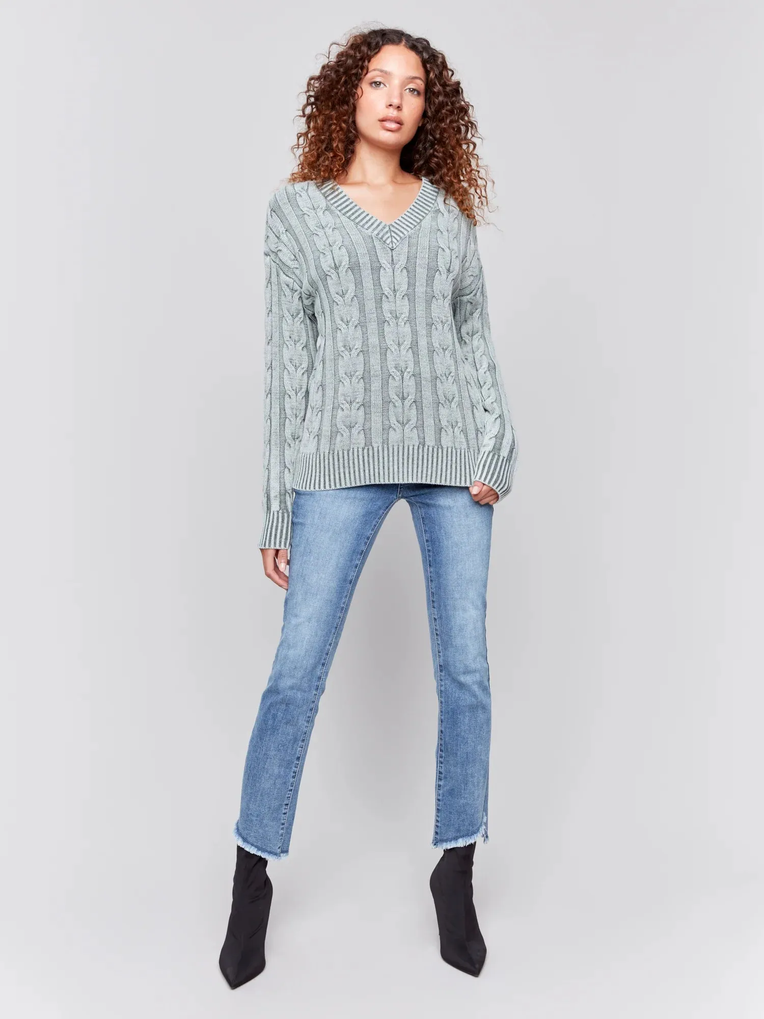 Charlie B Cold Dye Sweater Cable Knit - C2691-711B