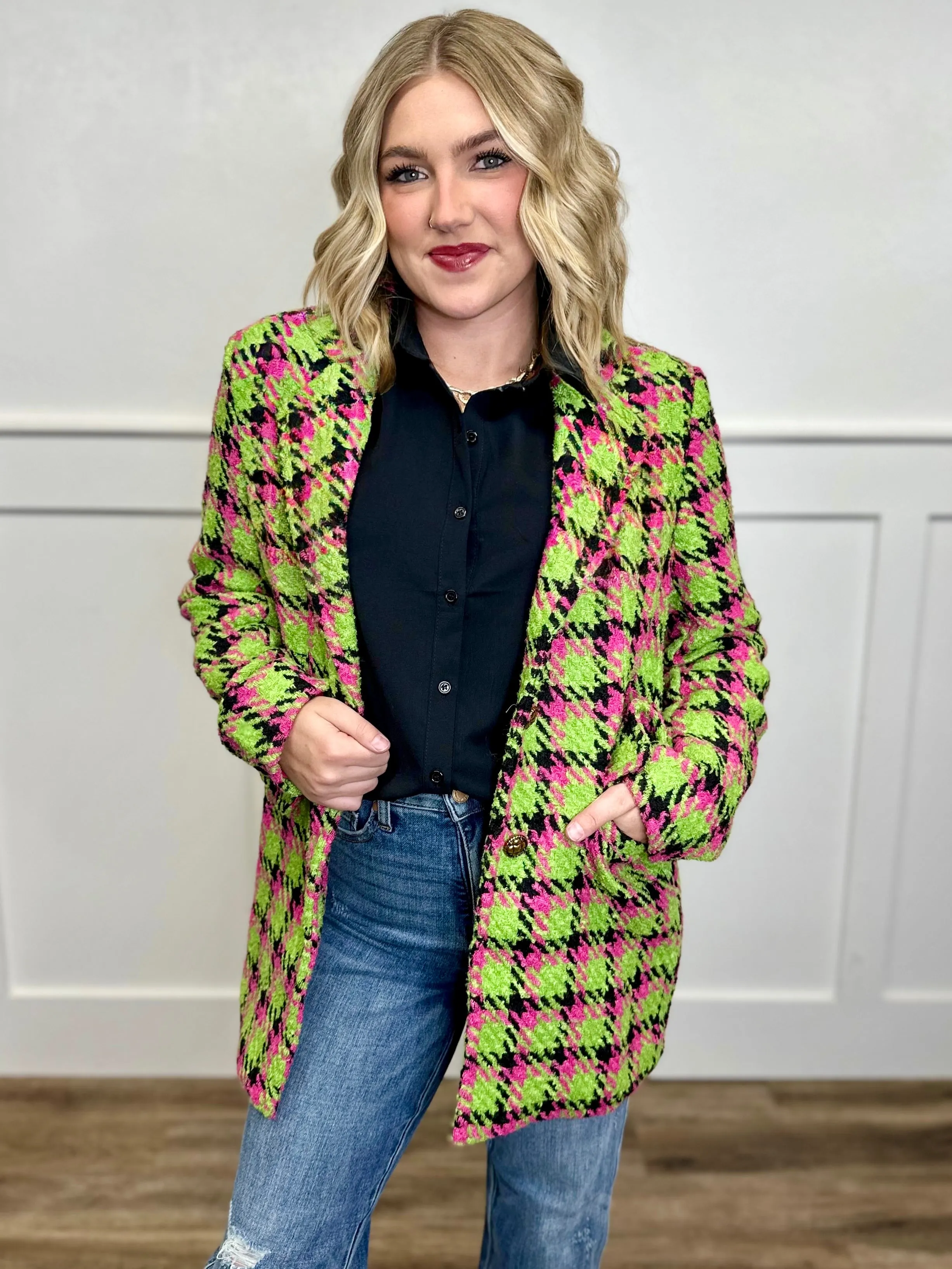 Christmas Cheer Vintage Houndstooth Blazer