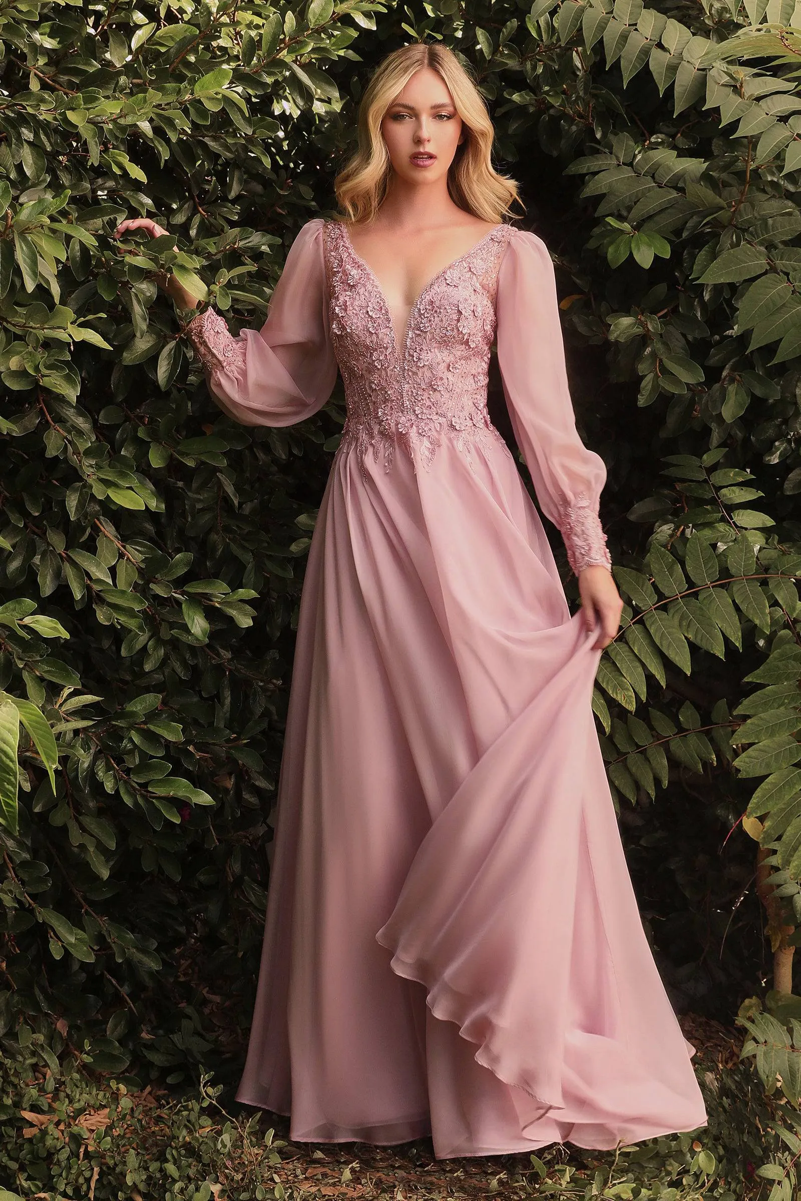 Cinderella Divine Ladivine CD0183 Long Sleeve Chiffon Gown