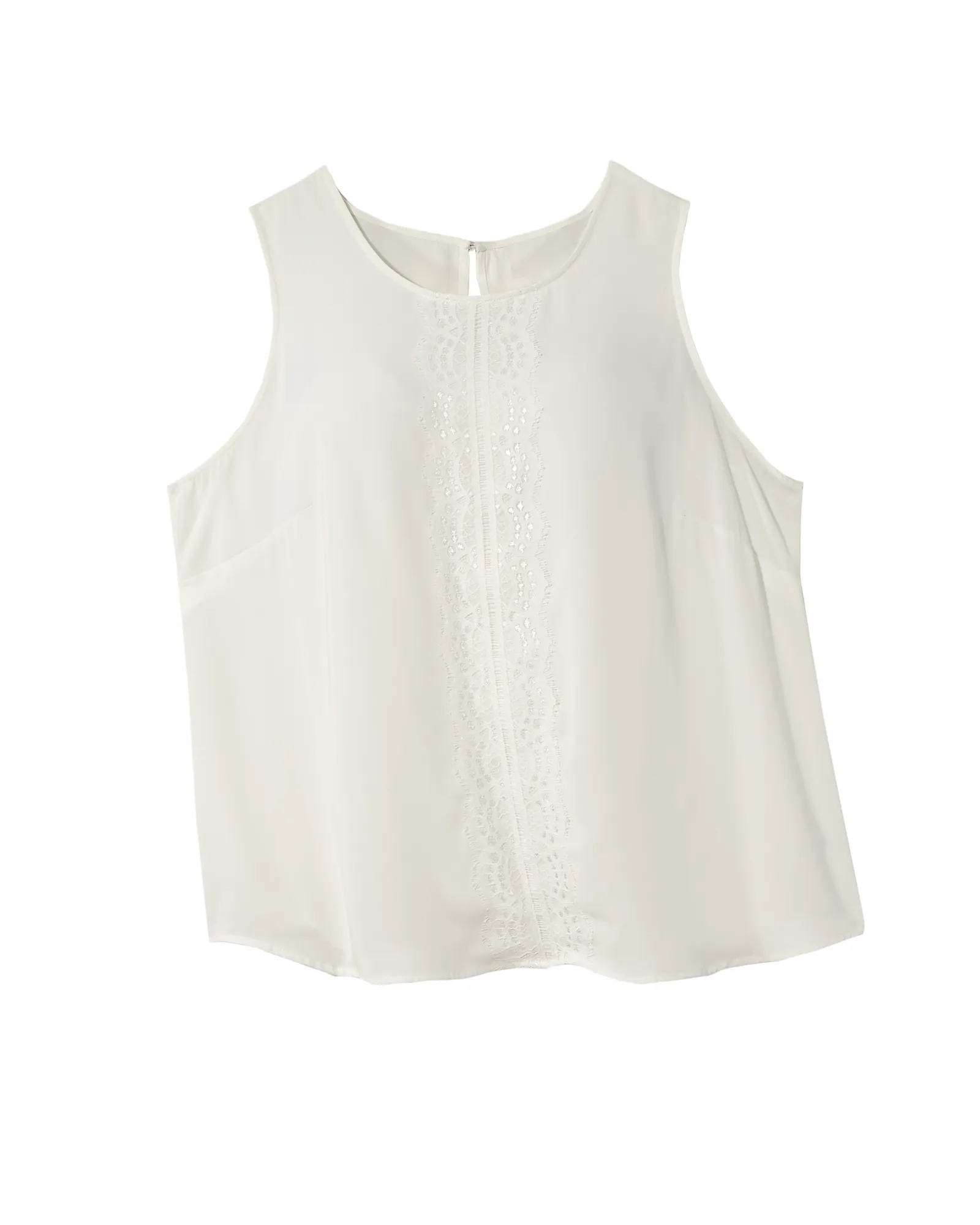 Clara Sleeveless Lace Trim Blouse | White / White