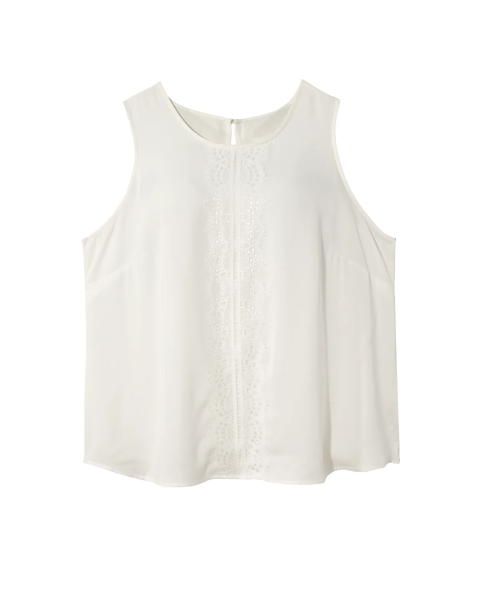 Clara Sleeveless Lace Trim Blouse | White / White