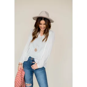 Classy Ruche Shoulder Button Sleeve Blouse