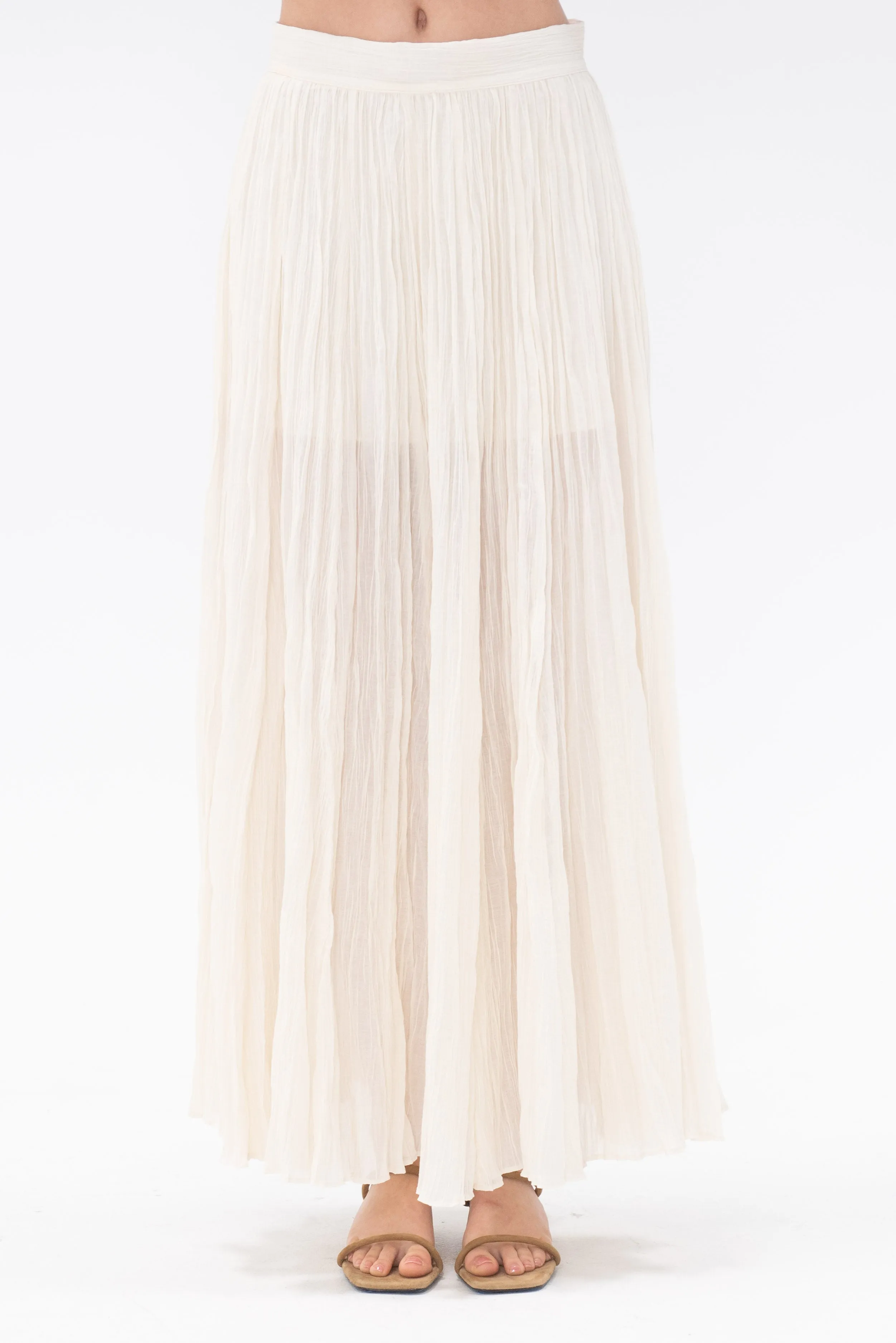 Crinkled Plissé Skirt, Meringue