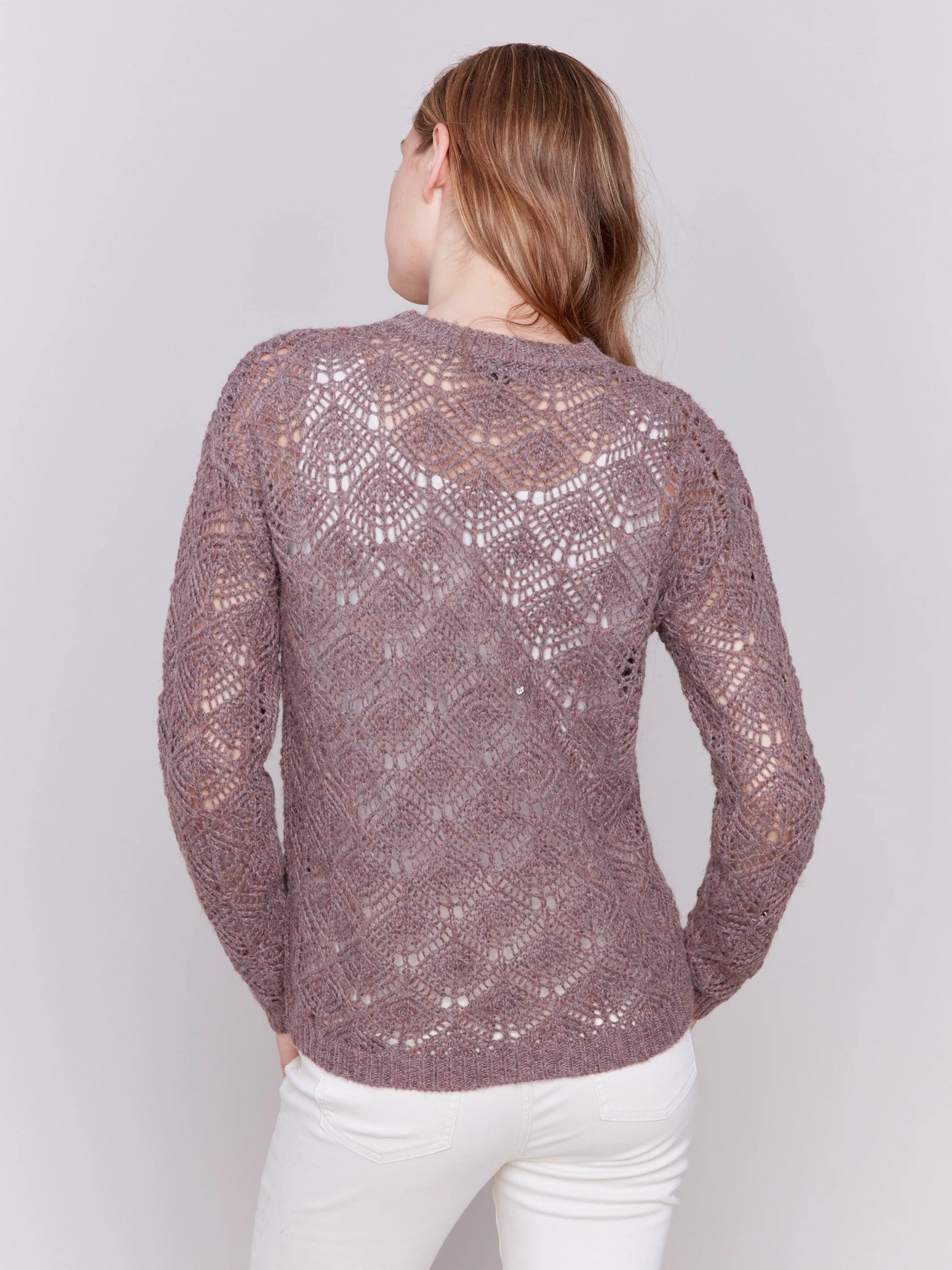 Crochet Knit Sweater - Taupe