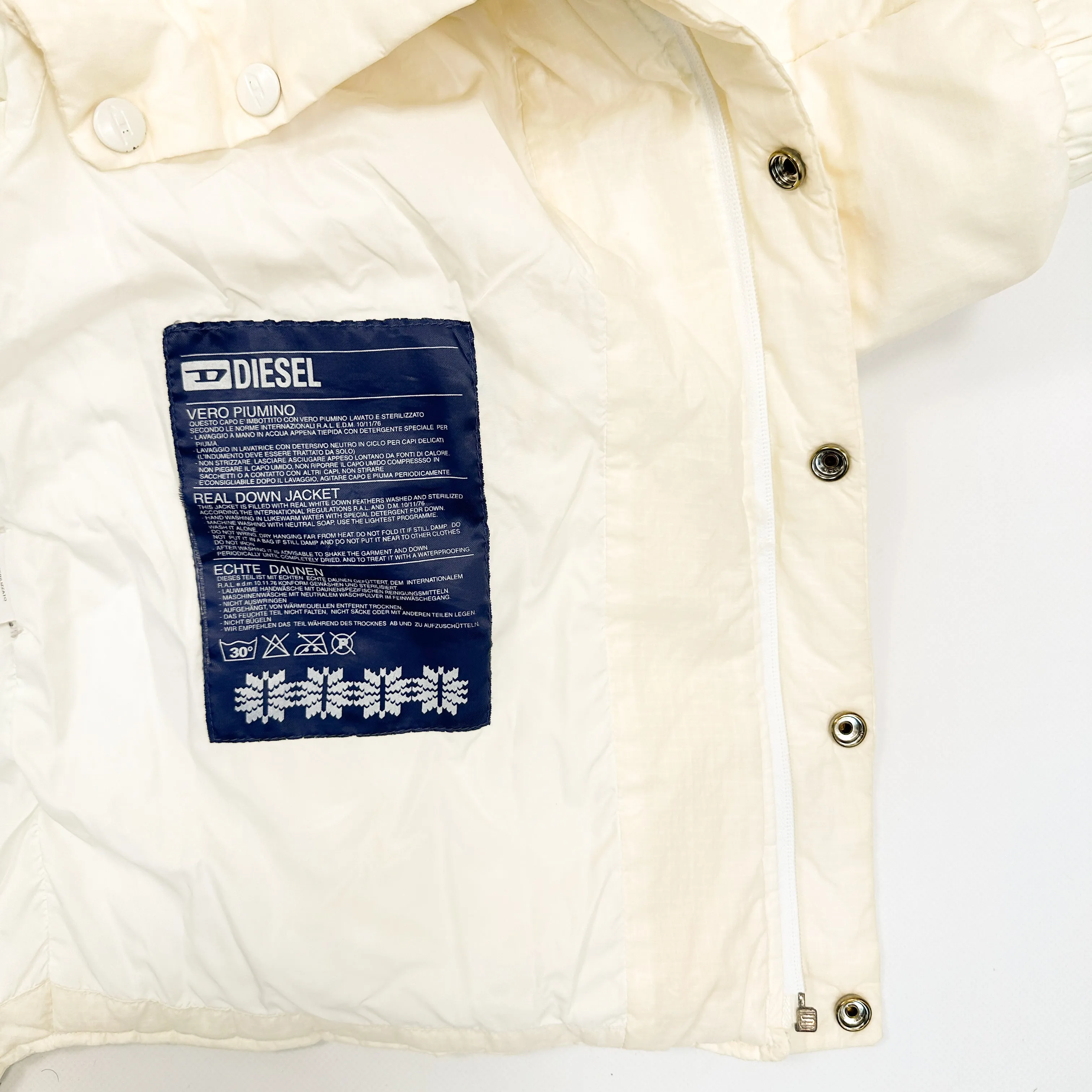 Diesel Cream White Puffer Jacket 1990's