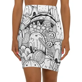 Doodle Cactus - Inovax Women's Mini Skirt