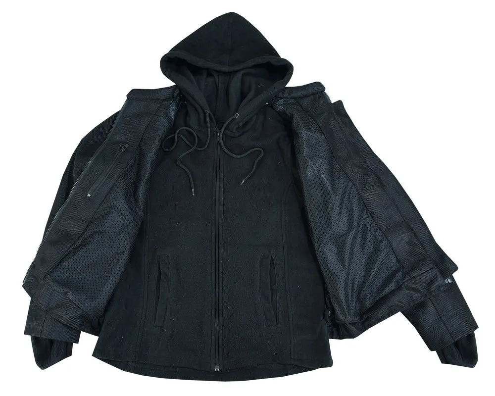 DS867 Women's Mesh 3-in-1 Riding Jacket (Black/Black Tone Reflective)