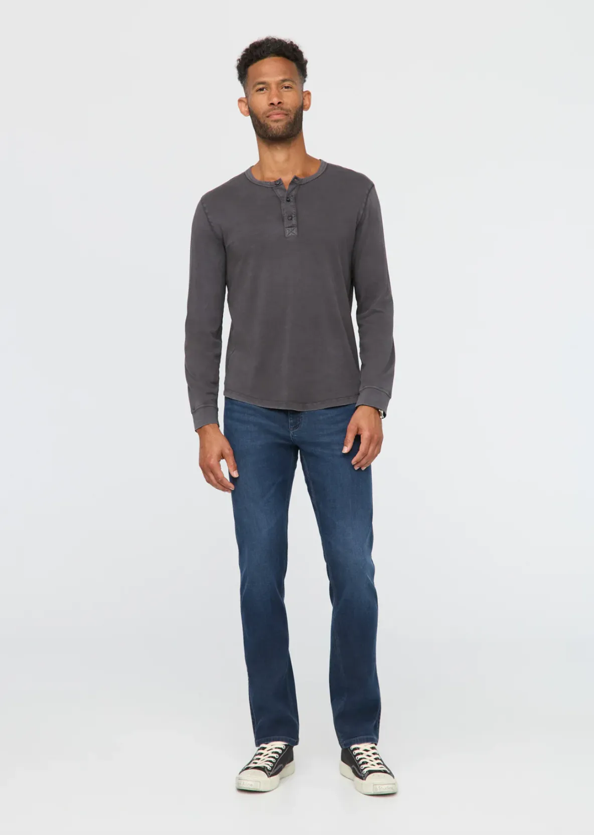 Duer Men's PurePima Vintage Henley - Washed Grey